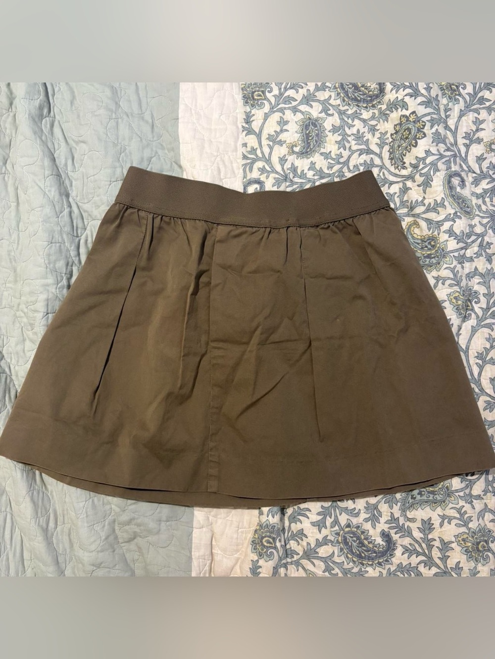 Women’s Olive A-Line Skirt with Elastic Waist